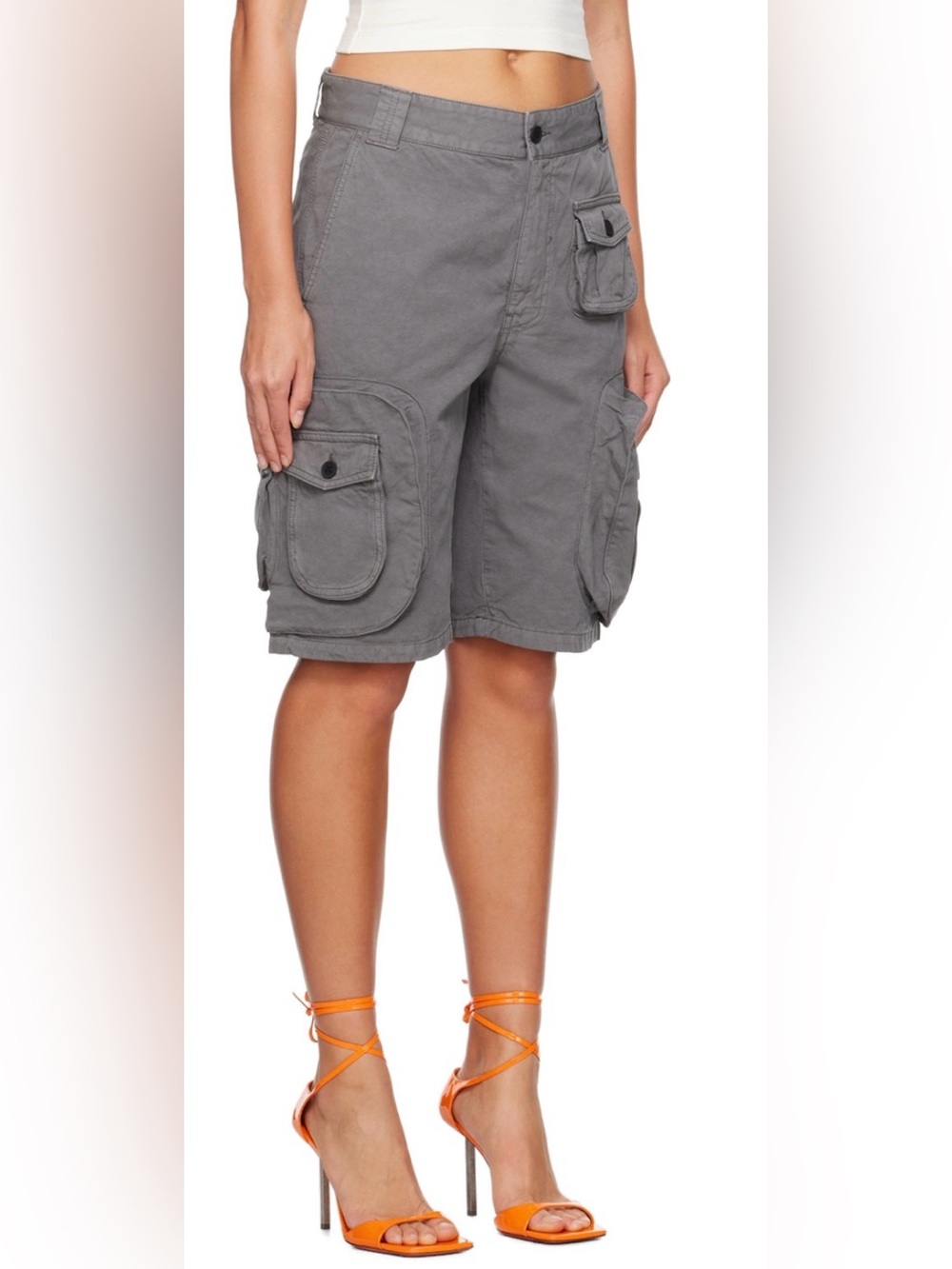 NWT Heron Preston Gray Cargo Bermuda Shorts size M $590